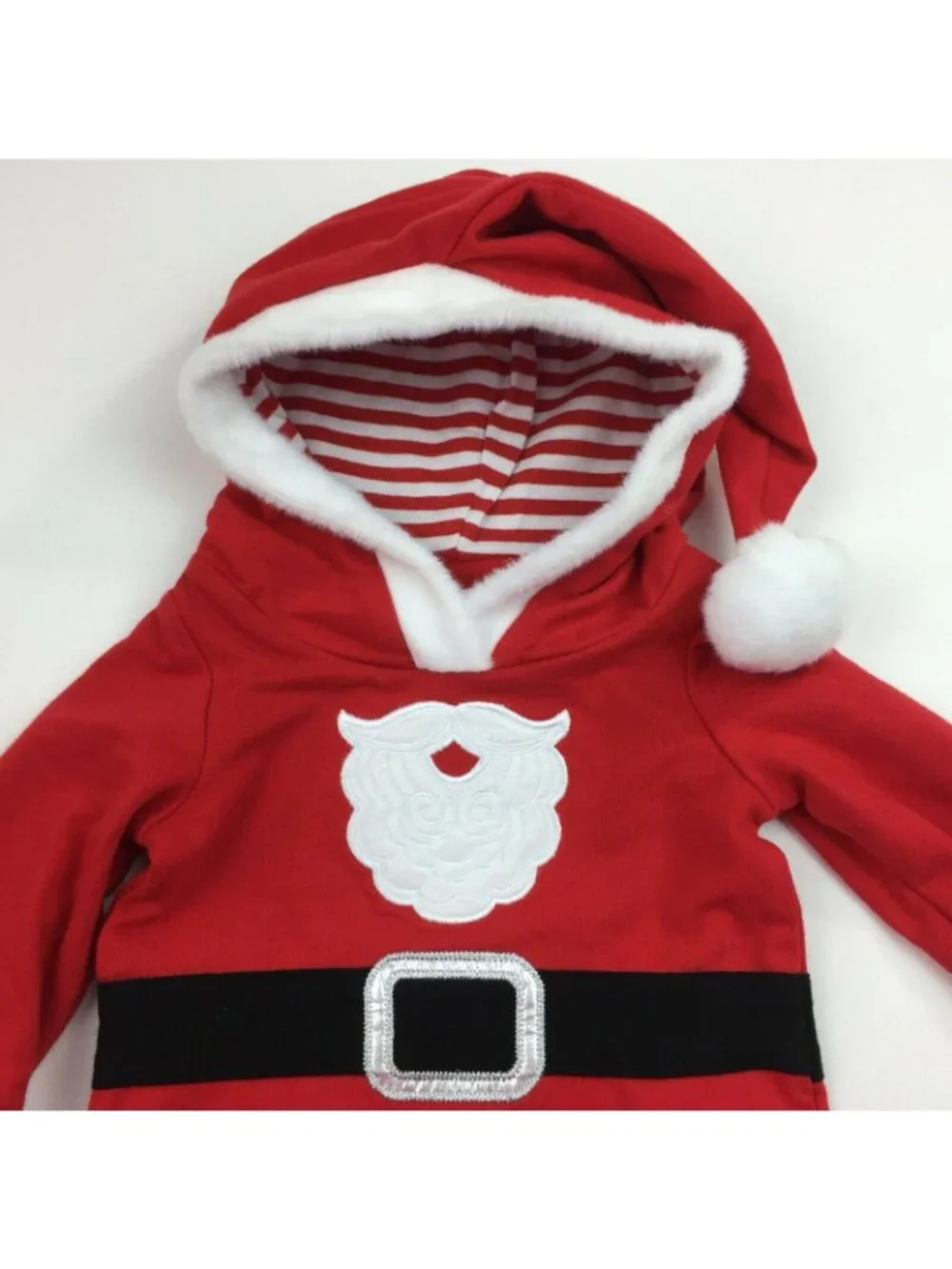Cat & Jack Baby Boy Red Hooded Santa Suit Christmas One Piece Outfit Size 3-6 mo